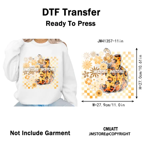 Preppy Coquette Halloween Floral Fall Pumpkin Spooky Season Iron on Washable DTF Transfers Stickers Ready to Press for Clothing