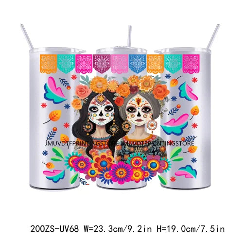 Spanish Meixco Culture 20OZ UV DTF Straight Wrap Transfers Stickers Custom Labels DIY Durable Waterproof Logo For Tumbler