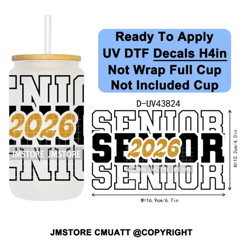 Graduation Crew 2026 Senior UV DTF Transfer Stickers Decals Ready To Apply Good Quality Prints For Libbey Cold Cup Mug Bottle
