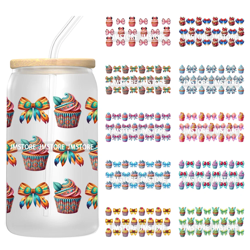 Coquette Bow Cake Princess UV DTF Wraps Transfer Sticker Selfadhesive Waterproof High Quality For 16OZ Libbey Glass Can Tumbler