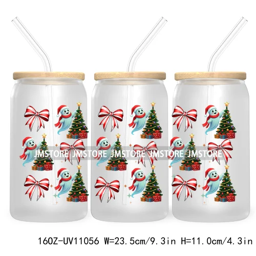 Gingerbread Christmas Coffee Latte UV DTF Cup Wrap For Libbey Glass Can Transfer Stickers Waterproof Custom Book Ghost Christmas