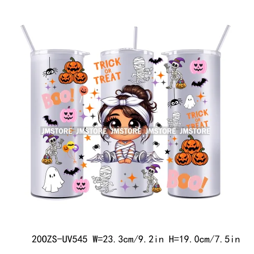 Latina Baby Halloween Pumpkin 20OZ Straight Skinny Tumbler Wrap UV DTF Cup Wraps Custom Labels Transfer Sticker Waterproof Logo