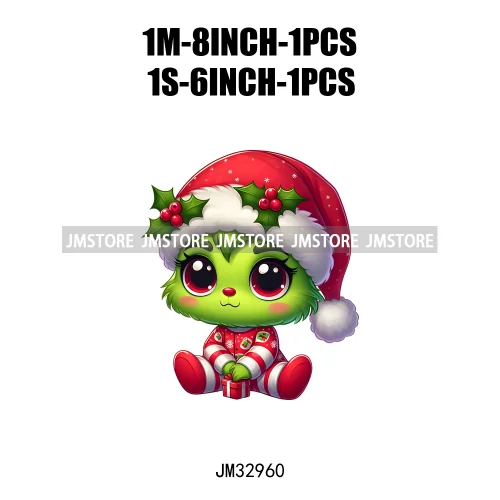 Santa Hat Candy Cane Mistletoe Cartoon Character Christmas Season Iron On DTF Transfers Stickers Ready To Press For Clothes Bags