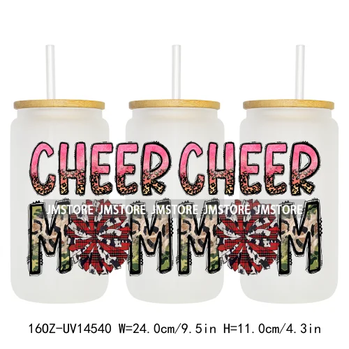 Floral Blessed Mama Leopard Mom 16OZ UV DTF Cup Wraps Ready To Apply Waterproof Transfer Stickers For Libbey Glass Can Tumbler