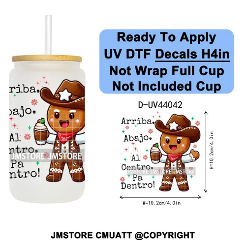 Floral Mexican Christmas Mama UV DTF Transfer Stickers Decals Ready To Apply Good Quality Prints For Libbey Cold Cup Mug Tumbler