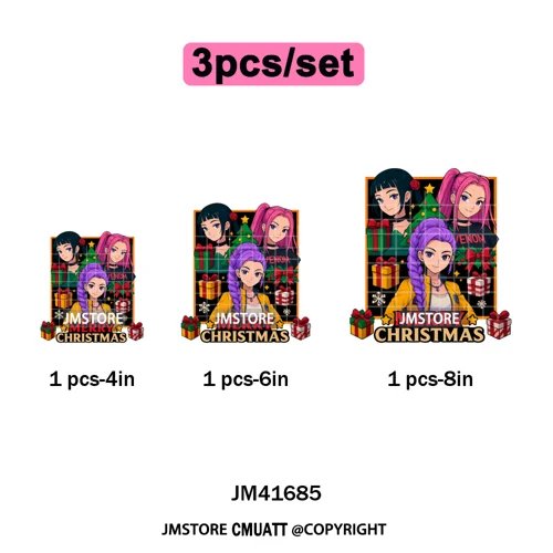 Merry Christmas Kpop Music Band Group Character Xmas Festive Love Iron on DTF Transfers Stickers Ready to Press for Clothes Bags