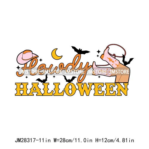 Just A Girl That Loves Halloween Howdy Boot Ghosting Spooky Season Logo Iron On DTF Transfer Stickers Ready To Press For Clothes