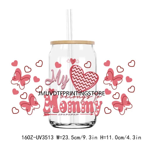 Valentine's Day Skull Skeletion Flower UV DTF Sticker For 16OZ Libbey Glass Cup Can Wrap Transfer Sticker Custom Labels DIY Logo