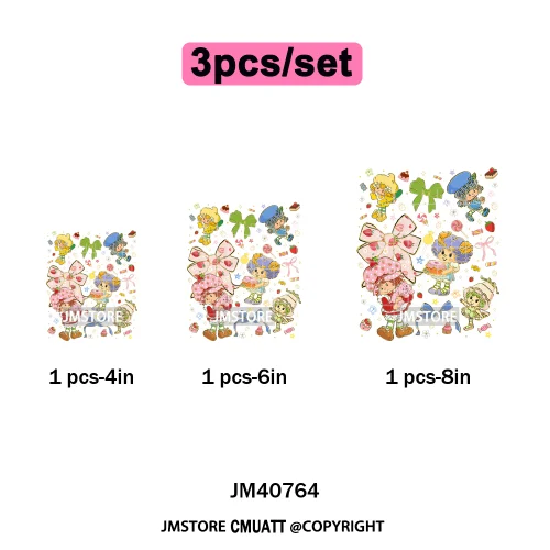 Best Friends Birthday Cute Little Berry Girl Coquette Character Design Iron on DTF Transfers Stickers Ready to Press for Textile
