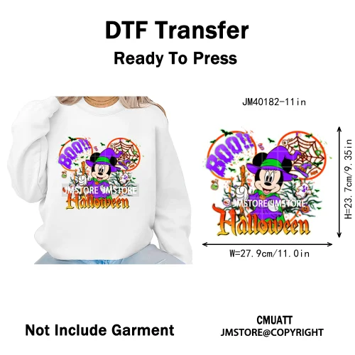 Cartoon Witches Princess Skull Animal Kids Love Characters Halloween Iron on DTF Transfers Stickers Ready to Press for T-shirts