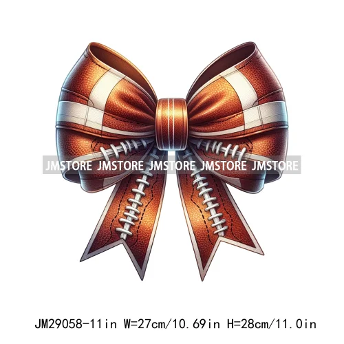 Coquette Bow Fall Football Mom Season Sports Team Thermal Printing Iron On DTF Transfer Stickers Ready To Press For T-shirts Bag