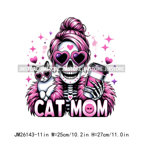 Colorful Coffee Skull Mom Life Boujee Sarcastic Good Moms Say Bad Words DTF Iron On Transfer Stickers Ready To Press For Clothes