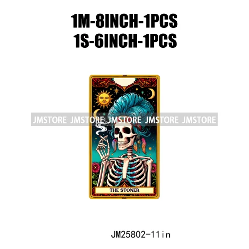 Colorful Plant Lady Stoner Skeleton Funny Drama Queen Mood Nurse Tarot Card DTF Iron On Heat Press Transfer Stickers For Clothes