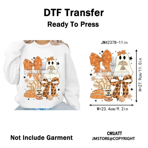 Ghost Coquette Spanish Halloween Pan Dulce Conchas And Cucuy Iron on DTF Washable Transfers Stickers Ready to Press for Textiles