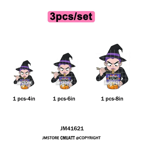 Happy Hunting Halloween Kpop Pumpkin Witch Boys Girl Dinner Iron on DTF Washable Transfers Stickers Ready to Press for T-shirts