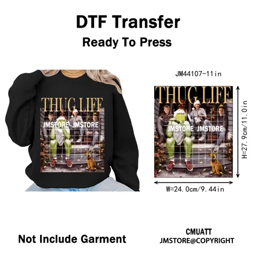 Thug Life Cartoon Movie Xmas Friends Christmas Thief Iron on Washable DTF Transfers Stickers Ready to Press for T-shirts Bags