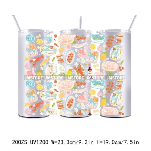 Floral Fruit Bookish Affirmation 20OZ Tumbler Wraps Ready To Ship UV DTF Transfer Stickers Waterproof Prints For Skinny Tumbler