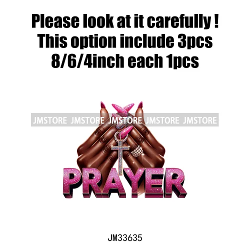 Christian Bible Urban Praying Afro Girls Jesus Faith God Love Cross Iron On DTF Transfer Stickers Ready To Press For Hoodies Bag