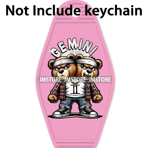 Mean Bear Zodiac Men Women High Quality WaterProof UV DTF Sticker For Motel Hotel Keychain Custom Labels Cool Hip Pop Animals