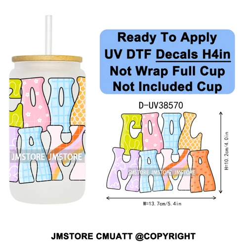 Bookish Positive Quotes Self Care UV DTF Transfer Stickers Decals Ready To Apply Waterproof For 16OZ Libbey Glass Can Tumbler