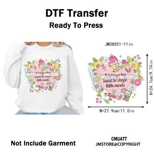 Trendy In My Girls Era Teacher School Good Vibes Quotes Iron on DTF Washable Transfers Stickers Ready to Press for Textile Bags