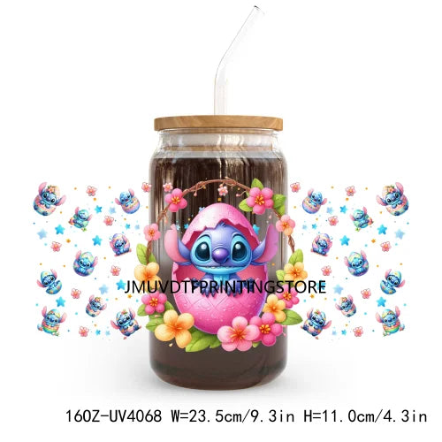 Cute Cartoon Girl With Egg UV DTF Sticker For 16OZ Libbey Glass Cup Can Wrap Transfer Sticker Custom Print DIY Logo Easter Vibes