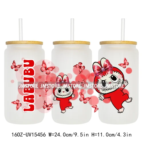 Coloful Cartoon Monsters Butterfly UV DTF Cup Wraps Ready To Apply Waterproof Transfer Stickers For 16OZ Libbey Glass Can Mugs
