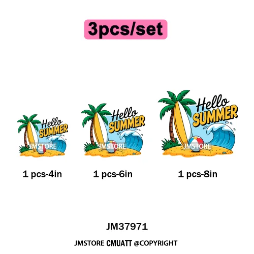 Hello Summer Beach Vibes Stay Cool Live In Sunshine Hot Mom Cowgirl Iron on DTF Transfers Stickers Ready to Press for T-shirts