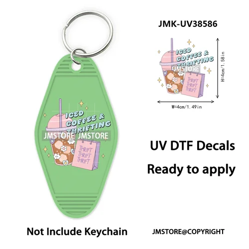 Positive Quotes Books Coffee Lover Girly UV DTF Motel Keychain Decal Ready To Ship Transfer Stickers Prints For Hotel Keychain