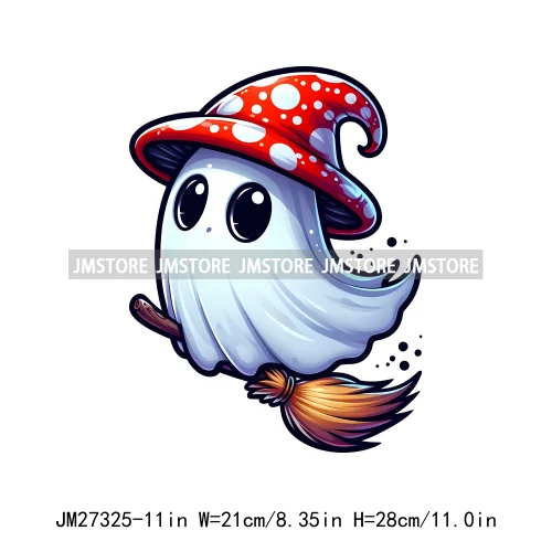 Cute Flower Ghost Bat Hey Boo Double Trouble Spooky Halloween Designs DTF Iron On Transfer Stickers Ready To Press For Clothing