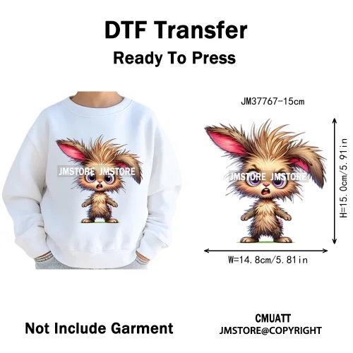 15cm 5.9in Kids Quirky Safari Cartoon Animal Iron On Transfers Stickers For Clothing DTF Printed Appliques Washable T-Shirts