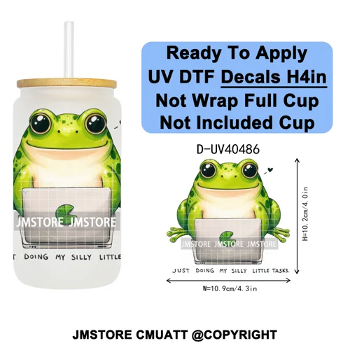 Funny Animal Quotes Sarcastic Dogs UV DTF Transfer Stickers Decals Ready To Apply Waterproof For 16OZ Libbey Glass Can Tumbler