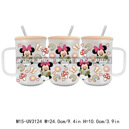 Cartoon Baby Little Princess UV DTF Glass Can Wrap For 15OZ Mug Glass Cup Transfer Stickers DIY Custom Logo Labels Magic Kingdom