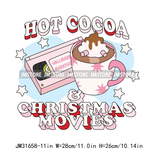 Snowday Hot Cocoa Pet Christmas Movie Festive Cute Dog Cat Lover Xmas Iron On DTF Transfers Stickers Ready To Press For Clothing