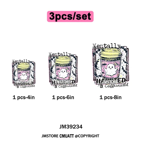 Funny Cute Ghost Preppy Spooky Season Sarcastic Halloween Iron on DTF Washable Transfers Stickers Ready to Press for T-shirts