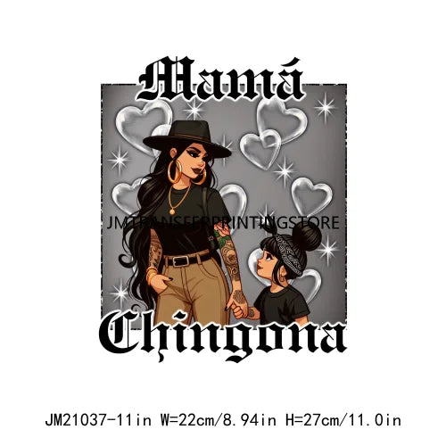 Mexican Chicana Mama Daughter Son Decals Proud Latina Mamacita Chingona Heat Transfer Stickers Ready To Press For T-shirts Bags