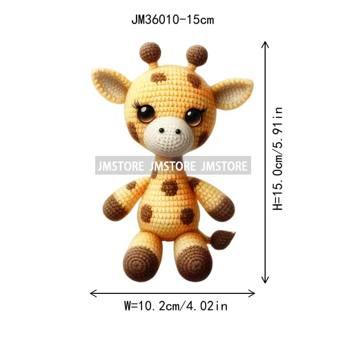 15cm 5.9in Colorful Cute Needle Hook Animal Iron On DTF Heat Transfer Sticker For Clothes Print Vinyl Washable T-Shirt Appliques