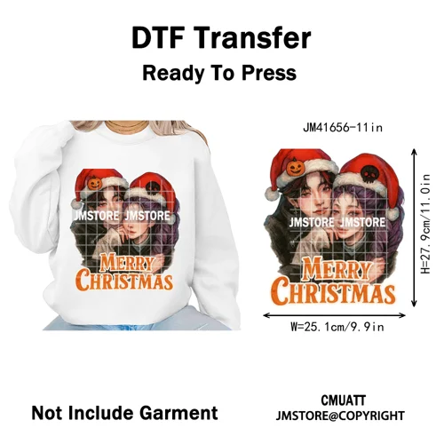 Christmas Kpop Holiday Idol Santa Holly Jolly Merry Christmas Iron on DTF Washable Transfers Stickers Ready to Press for Textile