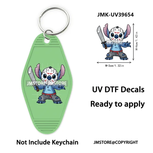 Horror Cartoon Halloween Pumpkin UV DTF Motel Keychain Decals Ready To Ship Durable Transfer Stickers Prints For Hotel Keychain
