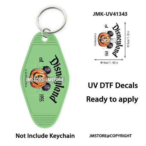 Cartoon Bear Pumpkin Fall Autumn Halloween UV DTF Motel Keychain Wraps Ready To Apply Custom High Quality Hotel Keychain Decals