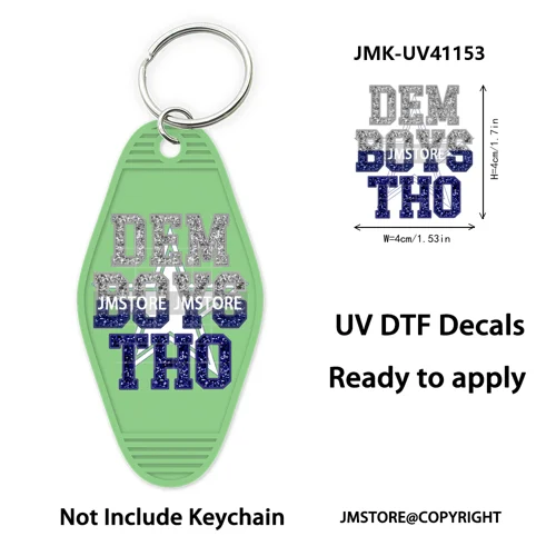 Football Cowboys Coquette Bow Game Day UV DTF Motel Keychain Wraps Ready To Apply Waterproof High Quality Hotel Keychain Decals