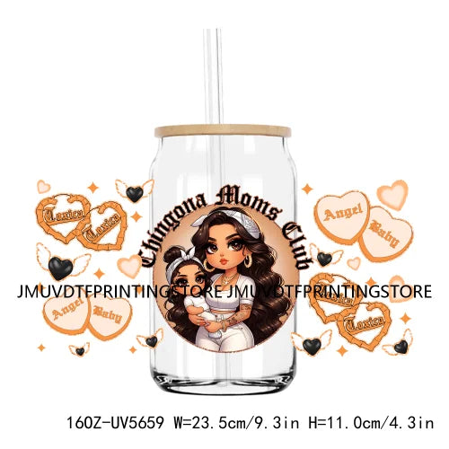 Chingona Chicana Mom 16OZ UV DTF Cup Wrap Transfer Stickers Chibi Mama Custom Label Durable Waterproof Logo For Libbey Glass Can