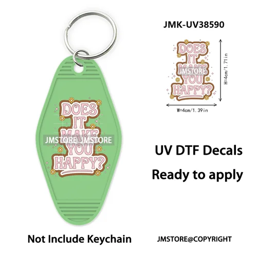 Positive Quotes Books Coffee Lover Girly UV DTF Motel Keychain Decal Ready To Ship Transfer Stickers Prints For Hotel Keychain