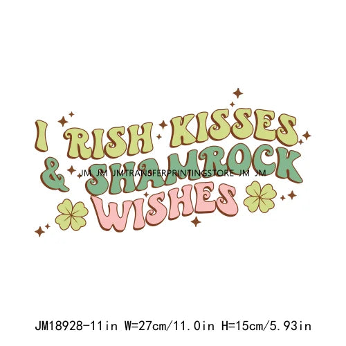 Happy St Patrick's Irish Day Lucky Vibes Shamrock And Roll Wish DTF Heat Transfers Stickers Printing Ready To Press For Clothing