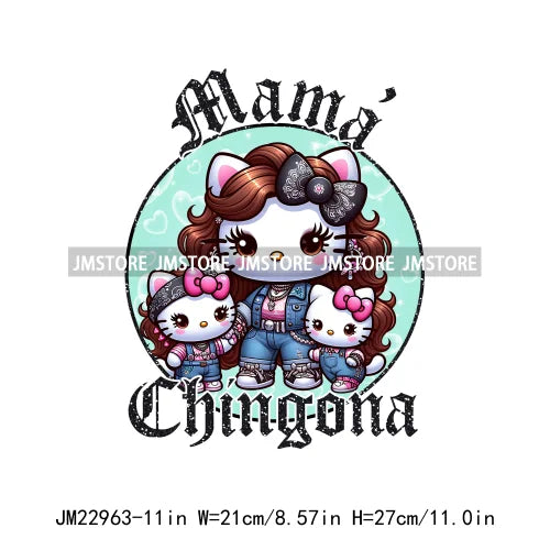 Funny Latina Mom Sayings Cartoon Chicano Chingona Mom In My Mini Era Mother's Day DTF Transfer Stickers Decals For T-shirts Bags