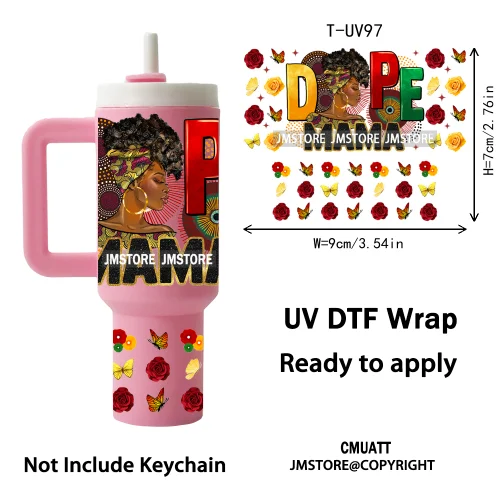 Black Mom Queen Afro African Custom UV DTF Stickers Print Tumbler Wraps Ready to Transfer Waterproof For Mini Tumbler Keychain