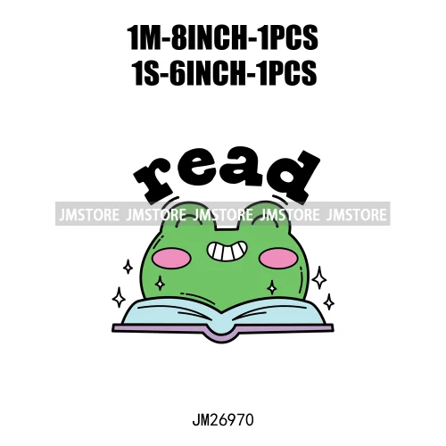 Custom Positive Quotes Spooky Reading Bookish Frog Inspirational Books Coffer Lover DTF Iron On Transfers Stickers For Clothing