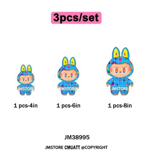 Colorful Monster Keychain Doll Character Designs Iron on DTF Washable Heat Transfers Stickers Ready to Press for T-shrits Bags
