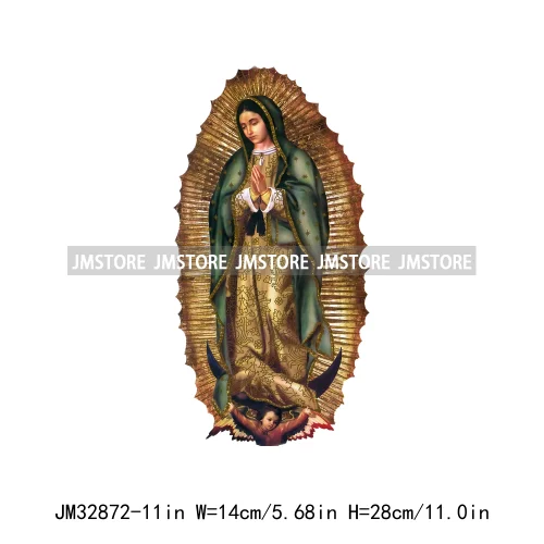 Cute Floral Mexico San Judas Tadeo Virgin Our Lady of Guadalupe Iron On DTF Transfers Stickers Ready To Press For Sweatshirts