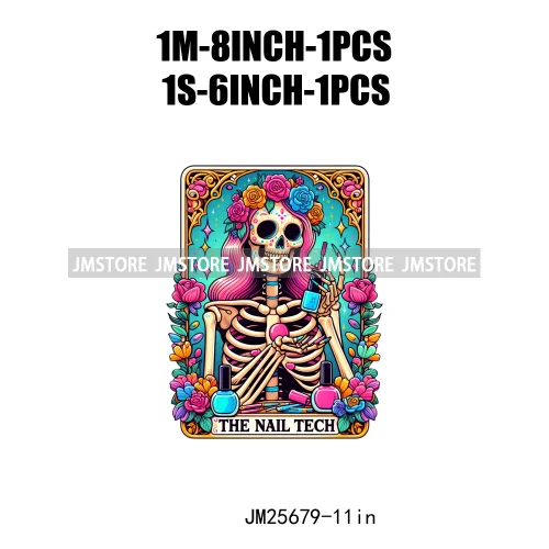 Custom Flower La Chismosa Dog Cat Lover Badass Skull Tarot Card  DTF Iron On Heat Transfers Stickers Ready To Press For Hoodies